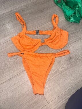 Peppermayo Bright Orange Textured Bikini Set
